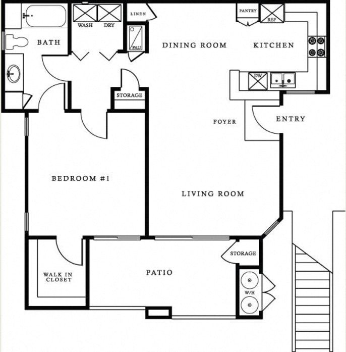 One bedroom floor plan l Miraflores Apartments